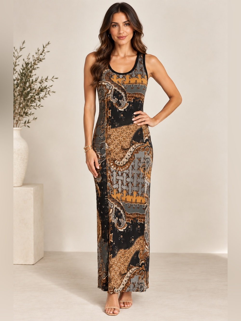 Nina Piu Paisley Boho Maxi Dress Women’s Small